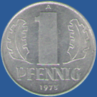 1 пфенниг ГДР 1975 года