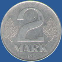 2 марки ГДР 1975 года