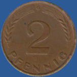 2 пфеннигa ФРГ 1961 года